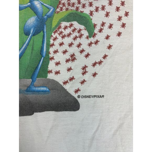 VINTAGE 90s Disney Pixar A Bugs Life Shirt Mens XL White Flik Ant All Sport - Picture 6 of 7